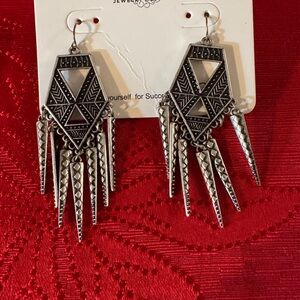 Park Lane Black and Silver Geometric Earrings